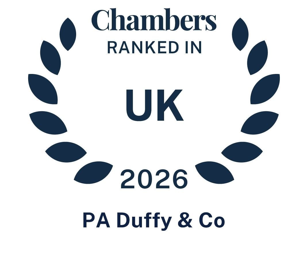 P.A. Duffy & Co Solicitors reconhecido no Chambers & Partners UK Legal Guide 2026